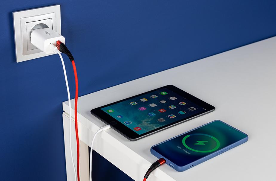 Ładowarka sieciowa eXtreme USB typ-C + USB - PD QC - 20W - TC20CU