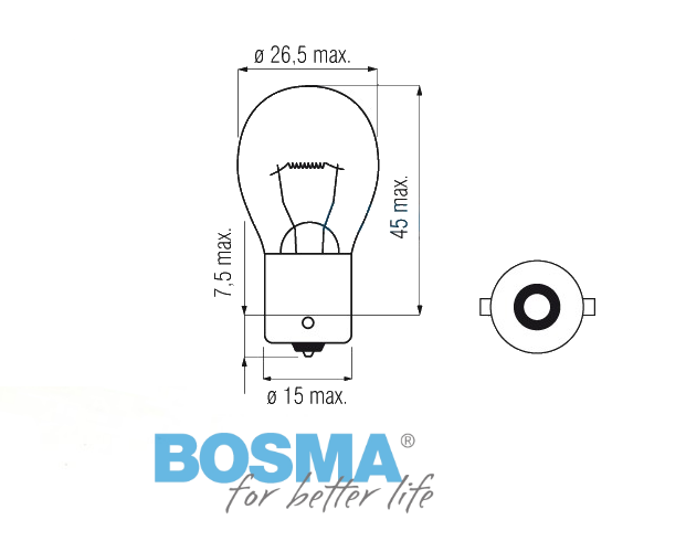 Żarówka Bosma 12V 21W BA15s pomarańczowa (4155)