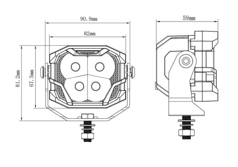 Lampa robocza 4xLED 16,5W 12/24V IP67 1800lm ECE R10