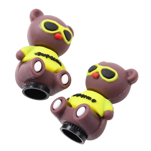 Nakrętka wentyla miś niedźwiedź brązowo żółty 2 sztuki Racing Force