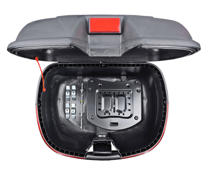 Kufer centralny bagażnikowy z odblaskiem na 2 kaski odpinany 55,5x43x27