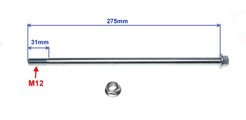 Oś wahacza tył fi12 x 275 Romet Zetka