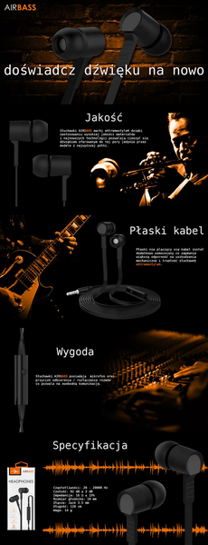 Słuchawki przewodowe stereo douszne eXtreme® AIRBASS czarne