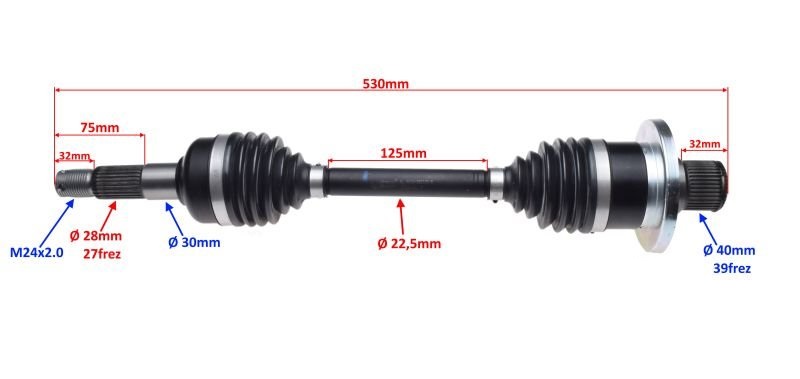 Półoś lewy tył quad atv CF MOTO 500 800