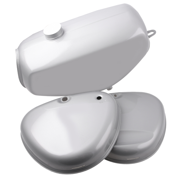 Zbiornik paliwa pokrywy boczne srebrny premium Simson Enduro DPR Classic