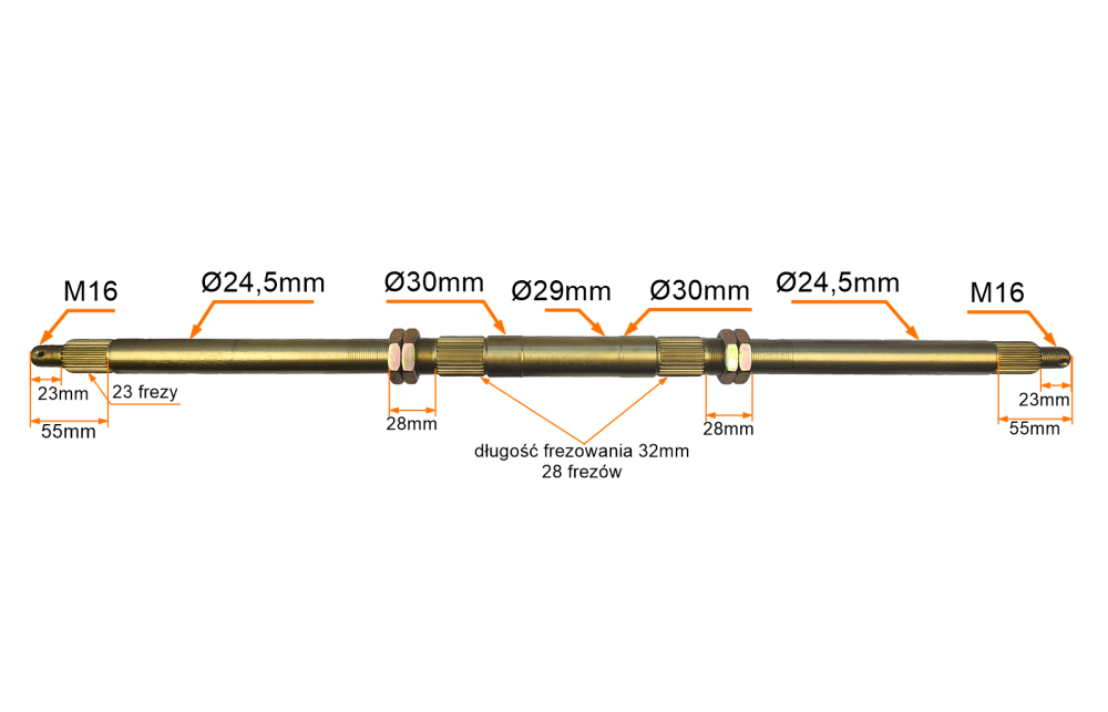 Oś koła tył quad atv 150 200cc z nakrętkami 727mm M16