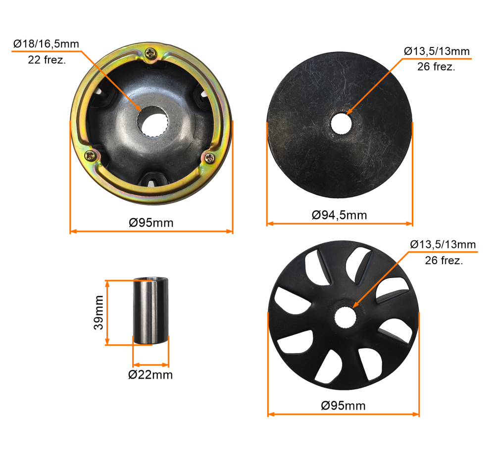 Wariator - sprzęgło przód komplet 2T Suzuki Katana 50cc Moroni rolki 8,0g