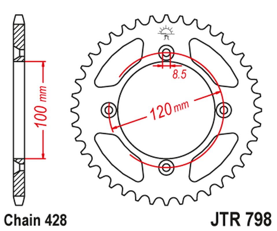 JT zębatka tylna JTR798.50z 428 Suzuki RM 80 83-01r. Yamaha YZ 85 02-24r.