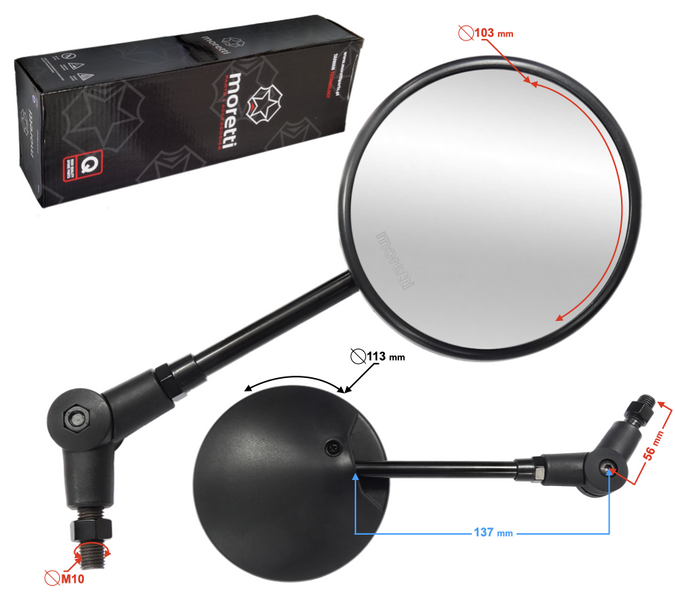 Lusterka motocyklowe R+R (średnica gwintu 10mm) 