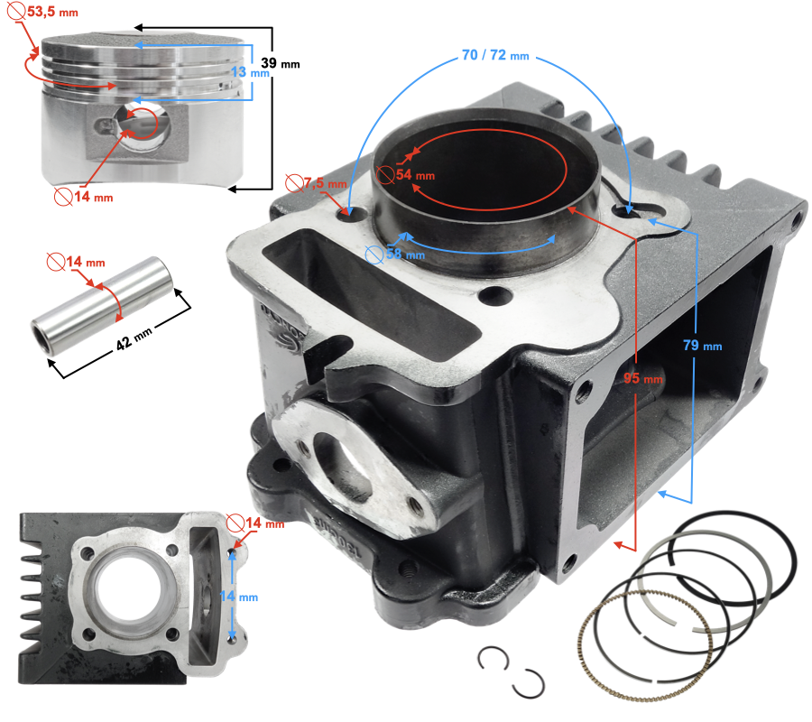 Cylinder do motoroweru 4T 130cc 154FMI chłodzony cieczą