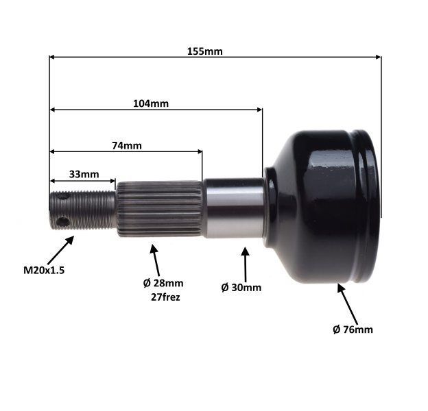 Przegub zewnętrzny półosi quad atv CF MOTO 850 1000
