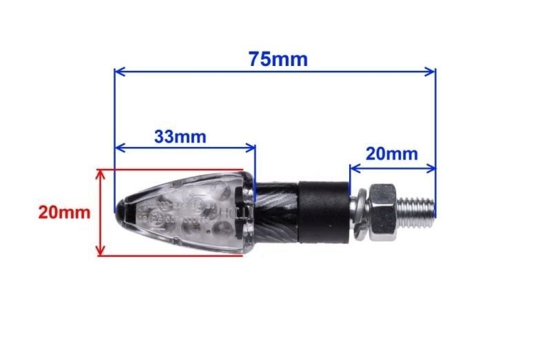 Kierunkowskaz mini carbon biały klosz led