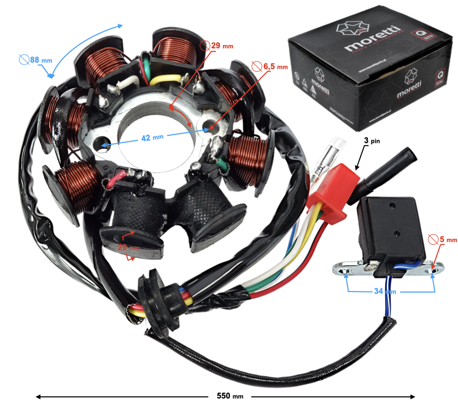 Stator iskrownik 8 cewek 5 kabli 139qmb skuter GY6