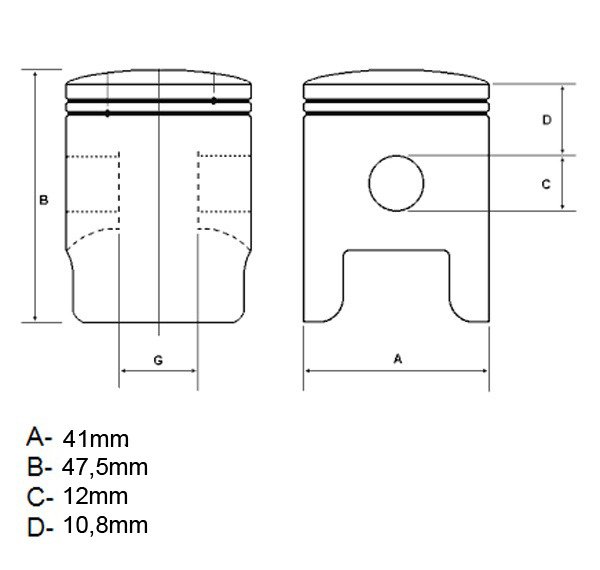 Tłok z pierścieniami IV szlif 41mm peugeot buxy