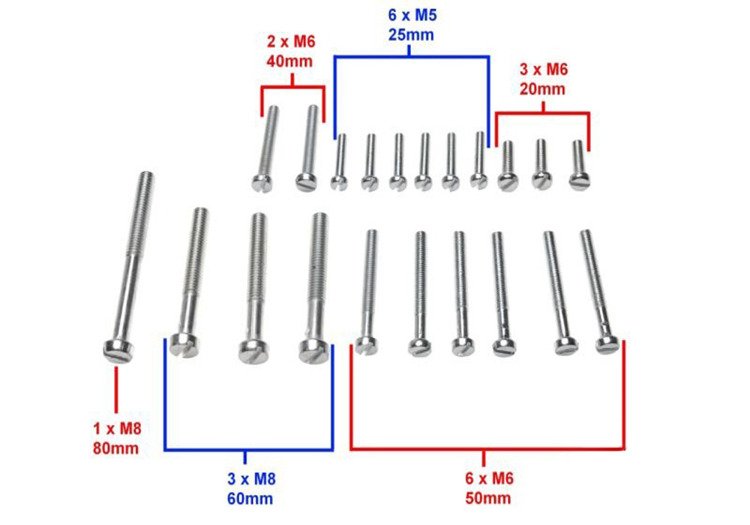 Śruby silnika płaskie kpl Jawa 50 Jawka Mustang Romet Ogar 200
