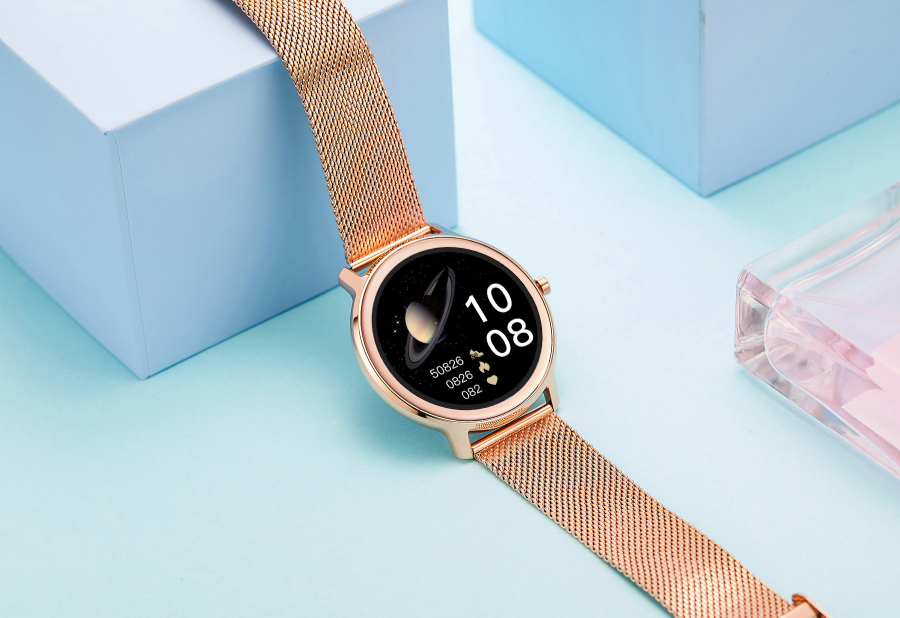 Smartwatch zegarek Rubicon różowe złoto Bluetooth