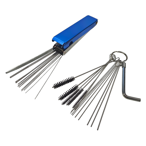 Przyrząd do czyszczenia dysz i gaźnika - zestaw szczotek i drucików