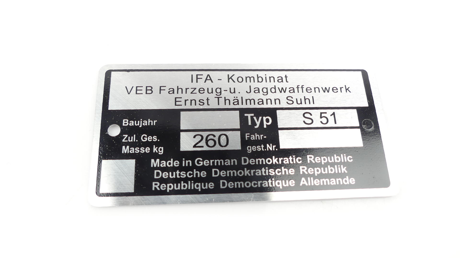 Tabliczka czysta ramy ifa simson s51 sr50 enduro