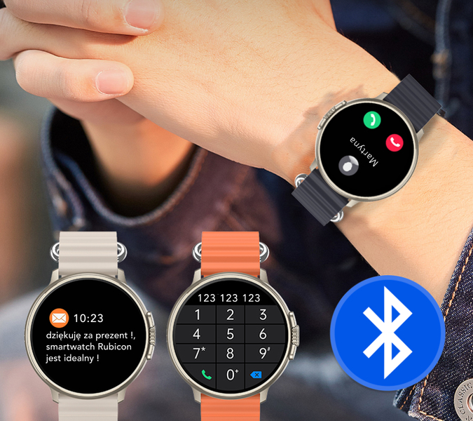 Smartwatch zegarek Rubicon męski RNCF15 czarny Bluetooth tryby sport 2023