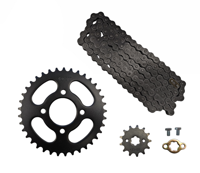 Zestaw napędowy zębatka przód 13z tył 37z łańcuch 420-130L quad atv pitbike