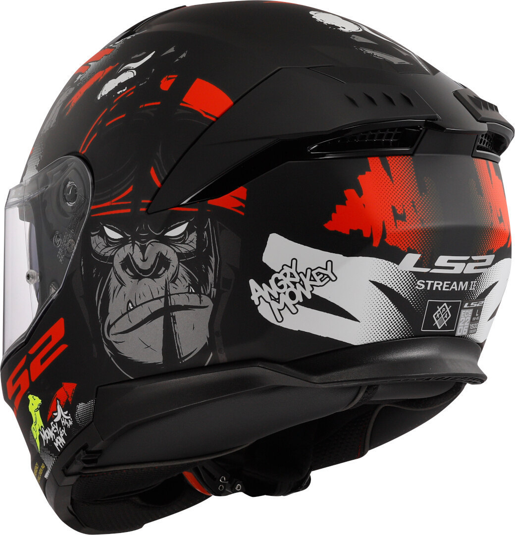 Kask integralny LS2 FF808 STREAM II ANGRY MONKEY B.RED homologacja ECE 22.06
