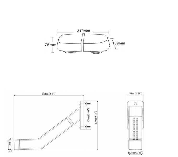 Belka ostrzegawcza 72LED R65 R10 Magnes 12-24V ALR + gratis lampy narożne obrysowe prawa lewa