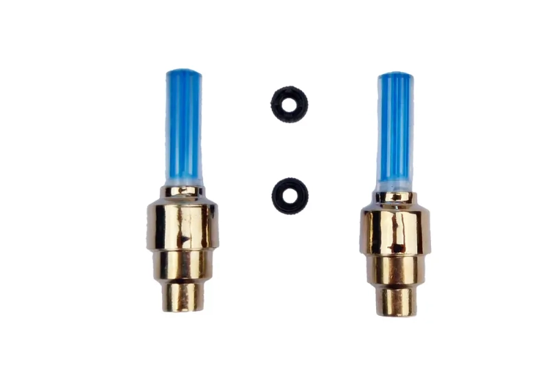 Nakładki świecące na wentyle wodoszczelne niebieskie 2 sztuki na baterie