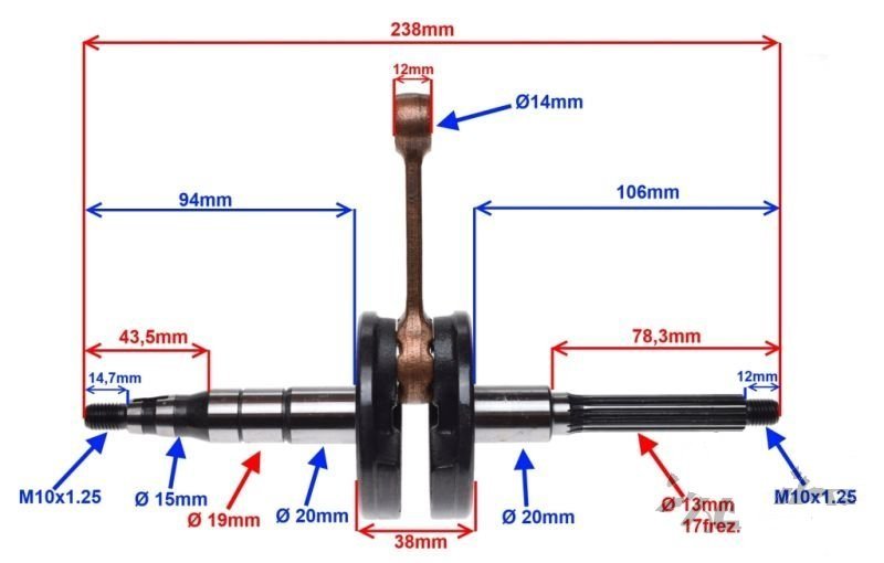 Wał korbowy 2t 17 frezów zipp quantum