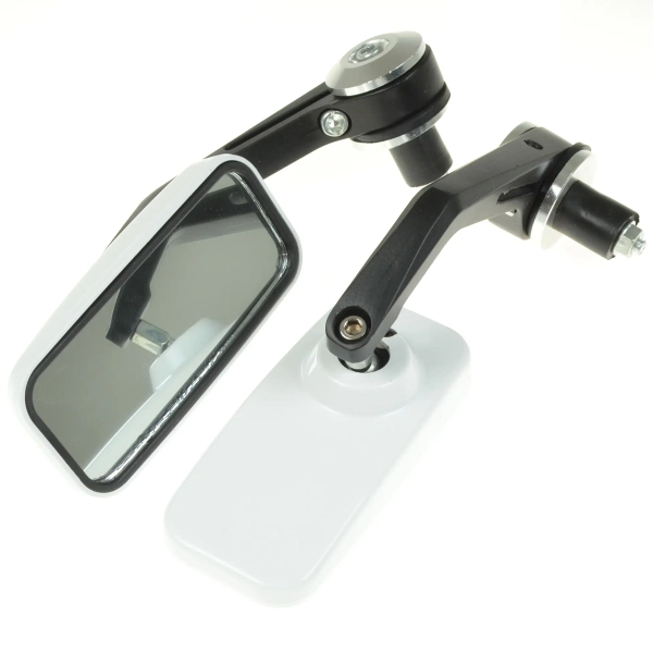 Lusterka dolne prostokątne białe uniwersalne Cafe Racer Bobber Custom