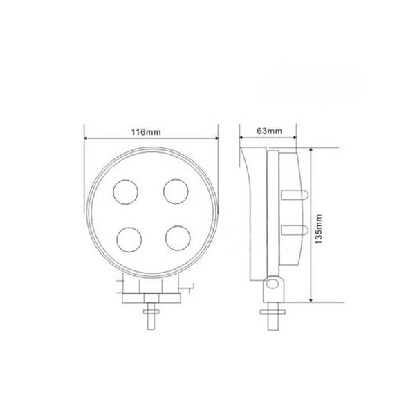 Lampa robocza okrągła halogen 4 led 9-32v 2800lm