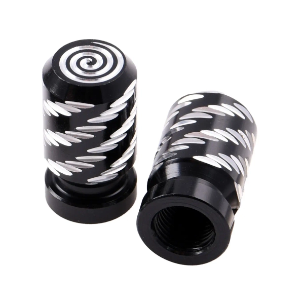 Nakrętki wentyla Spiral czarne 2 sztuki Racing Force 