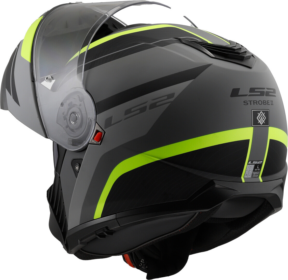 Kask szczękowy LS2 FF908 STROBE II MONZA M.BL. H-V YEL homologacja ECE 22.06