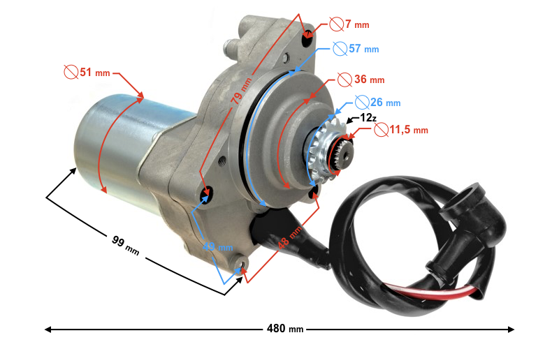 Rozrusznik do motoroweru 139FMB 50 12/22 zęby