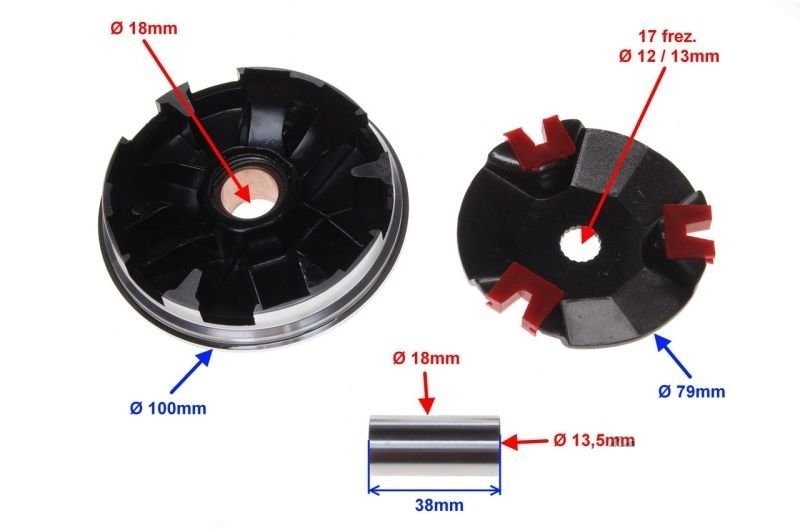 Wariator skuter 2t kpl wał 13mm nrg quantum