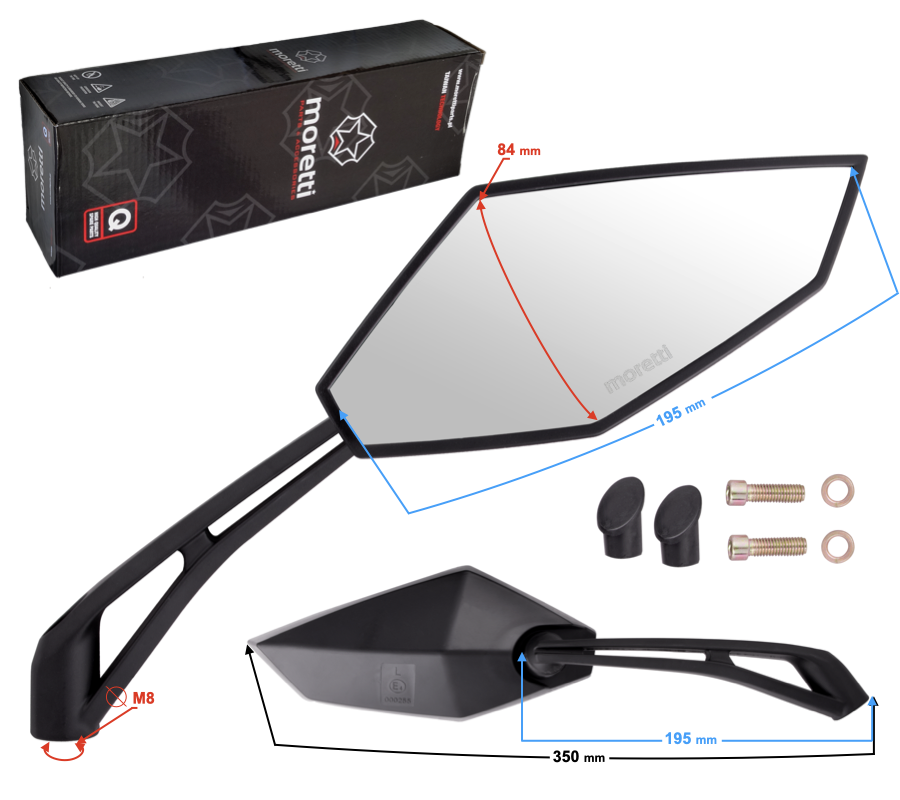 Lusterka M8 Lewy + prawy homologacja Barton Yamaha