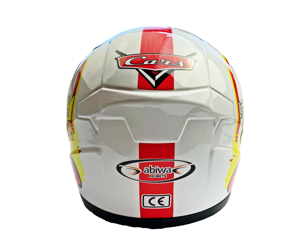 Kask dziecięcy skuter motorower biały auta 48-49cm