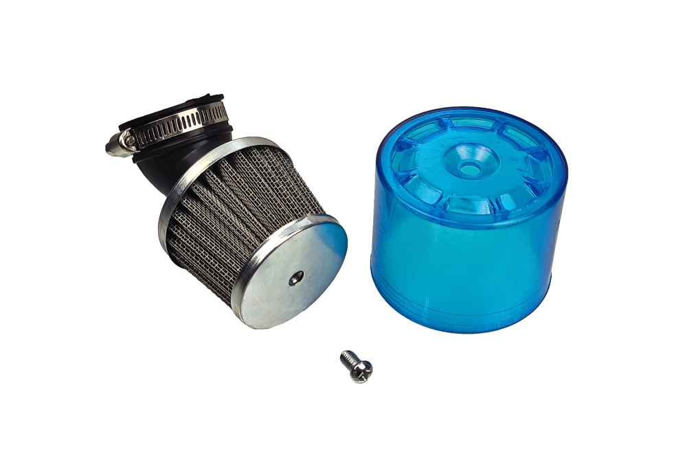 Filtr powietrza stożek chrom 35mm łamany z osłoną