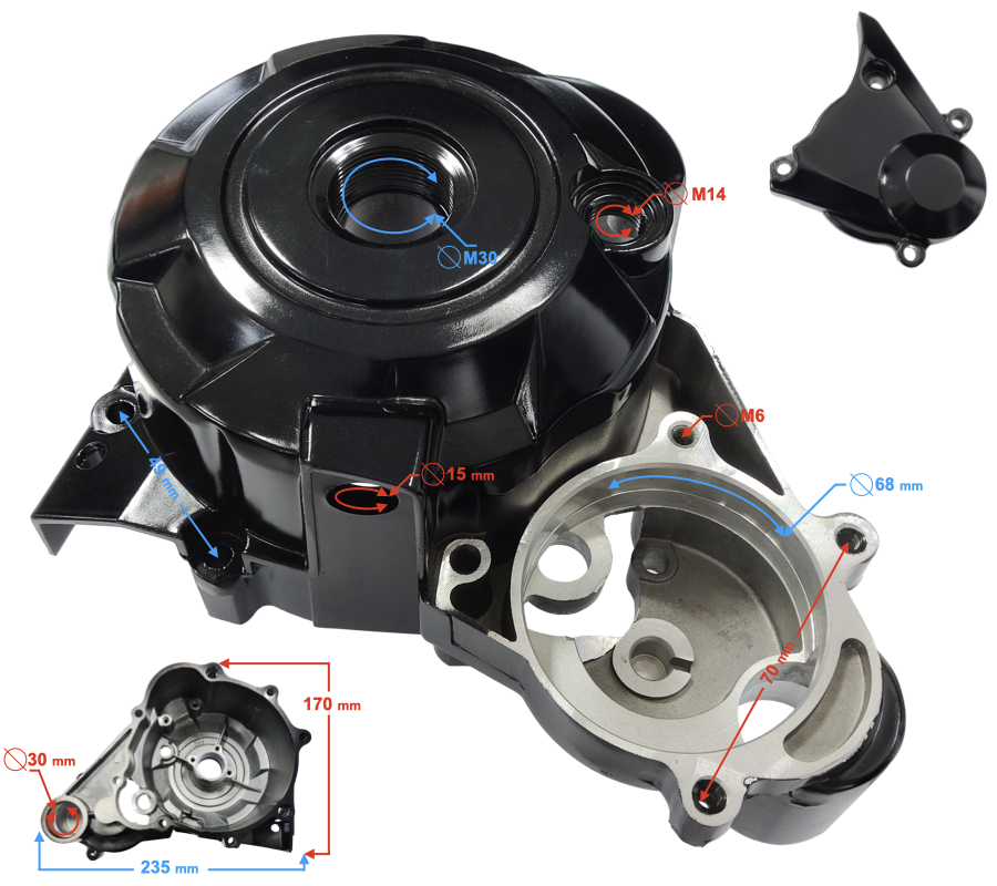 Pokrywa iskrownika aluminiowa czarna Barton GT 125