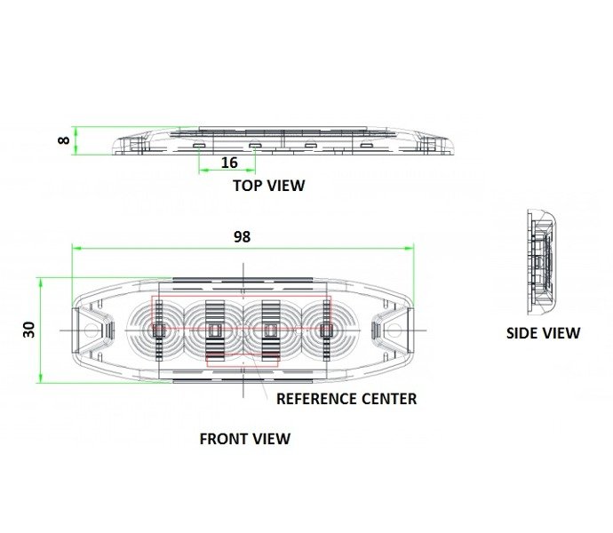 Lampa stroboskopowa 4LED SLIM 15W 12-24V R65 R10