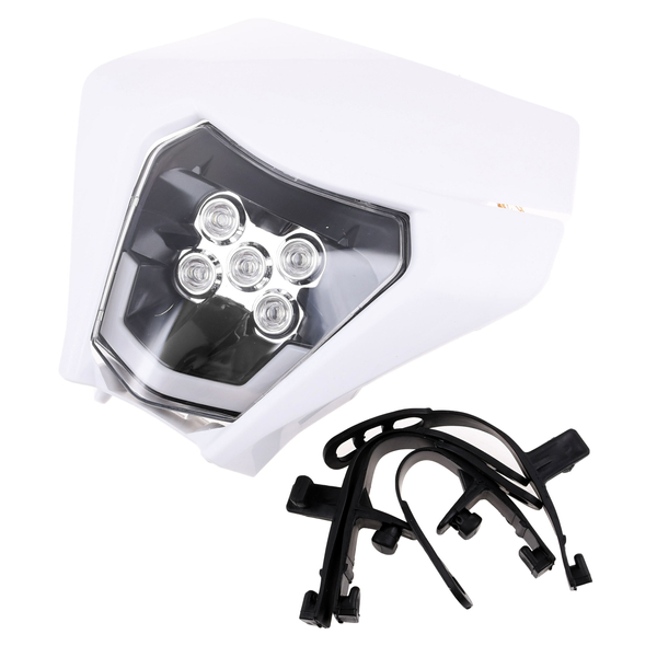 Owiewka uniwersalna biała z wkładem lampy Led cross enduro