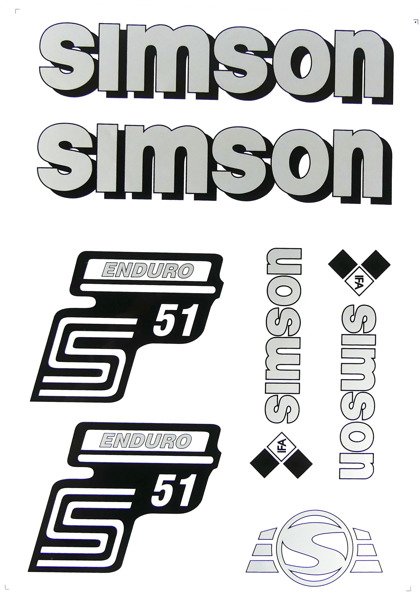 Naklejka naklejki simson enduro srebrne kpl