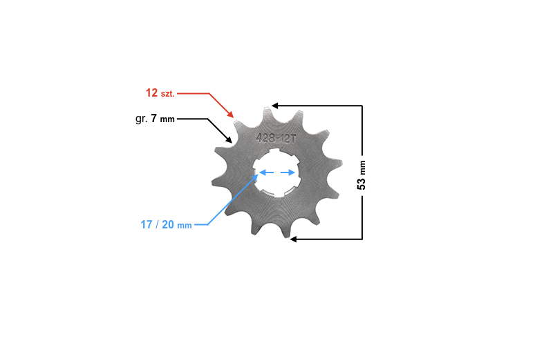 Zębatka zdawcza przednia Moretti 12z 428 WSK 125
