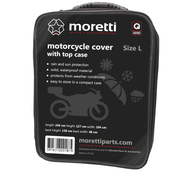 Wytrzymały Pokrowiec Motocyklowy z kufrem Moretti Skuter Motocykl L