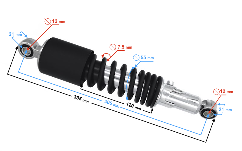 Amortyzator tylny tył Barton Classic 125 305mm