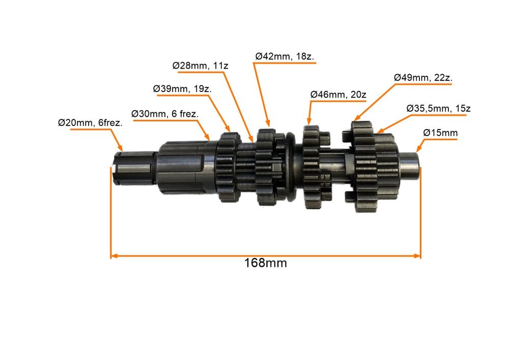 Wałek sprzęgłowy skrzyni biegów CB250cc ZS169 ATV Lifan Kinroad Shineray