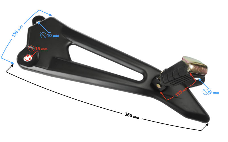Wspornik podnóżka tylnego prawy Barton Travel 125