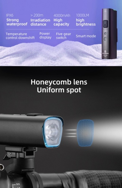 Rockbros lampka rowerowa przednia 1000lm