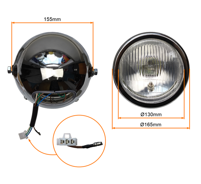 Reflektor lampa przód metalowa ze światłem mijana / drogowym Suzuki GN125