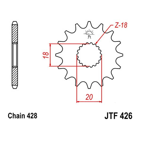 JT zębatka przód 14z 428 Suzuki GN 125 92-00 CPI