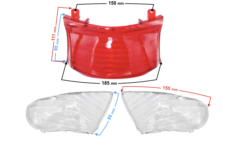Klosz lampy tylnej z kierunkowskazami do skutera